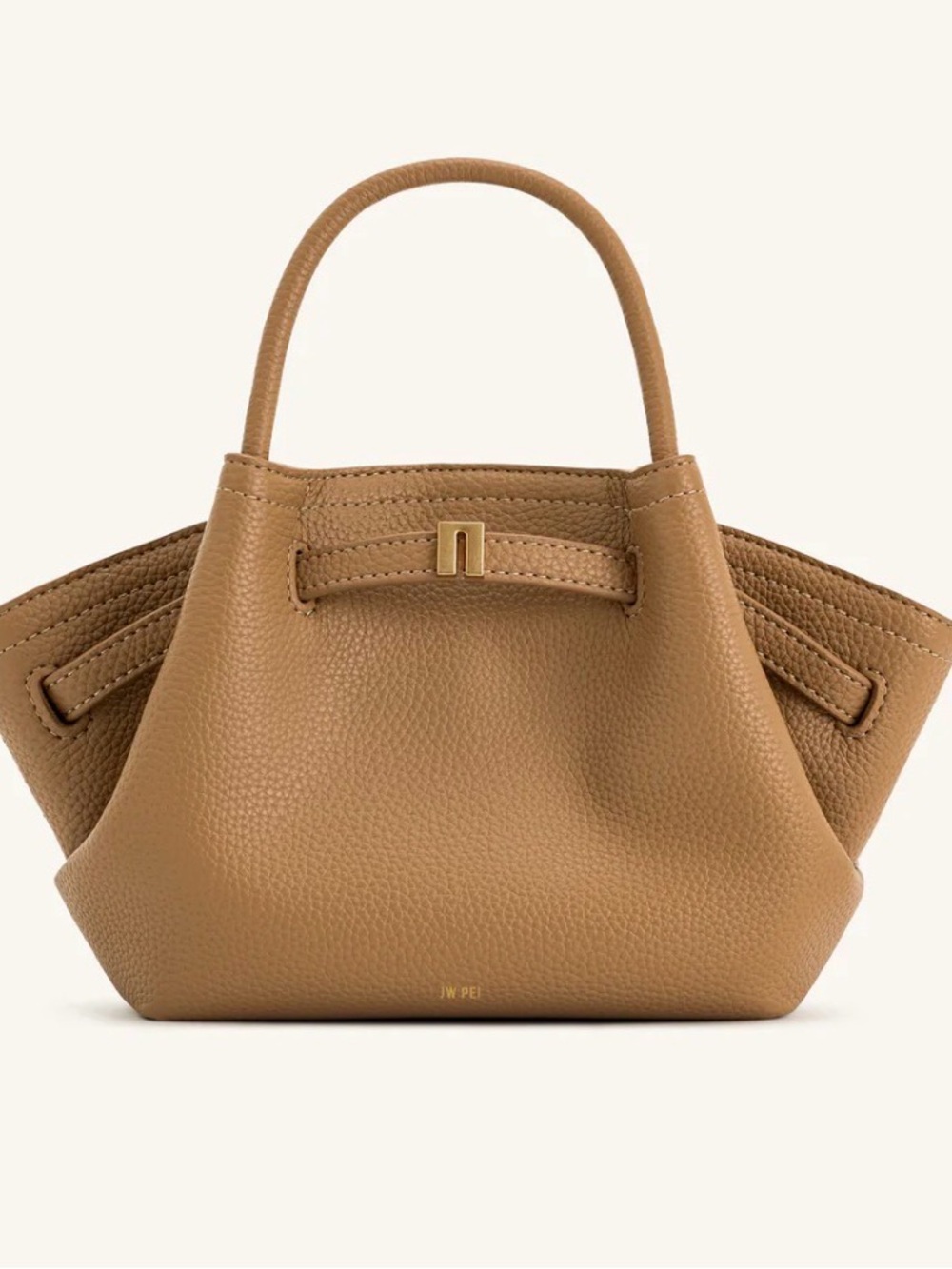 JW PEI Tan Pebbled Leather Mini Tote with Gold Accent